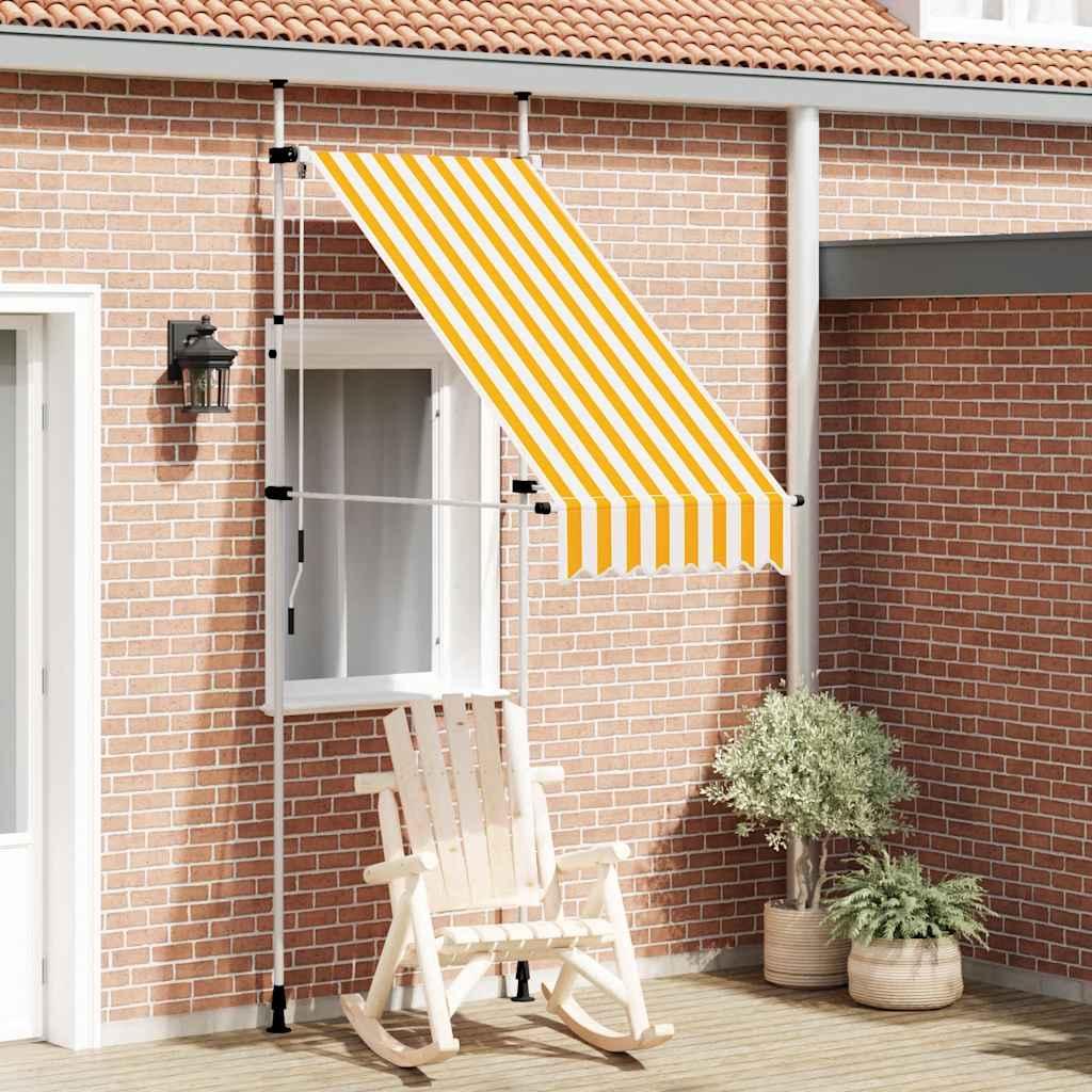 Toldo manual retráctil 100 cm naranja y blanco a rayas