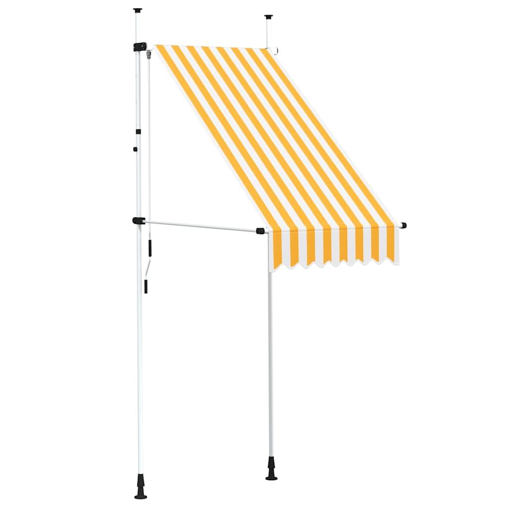 Toldo manual retráctil 100 cm naranja y blanco a rayas