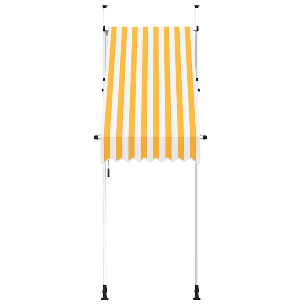 Toldo manual retráctil 100 cm naranja y blanco a rayas