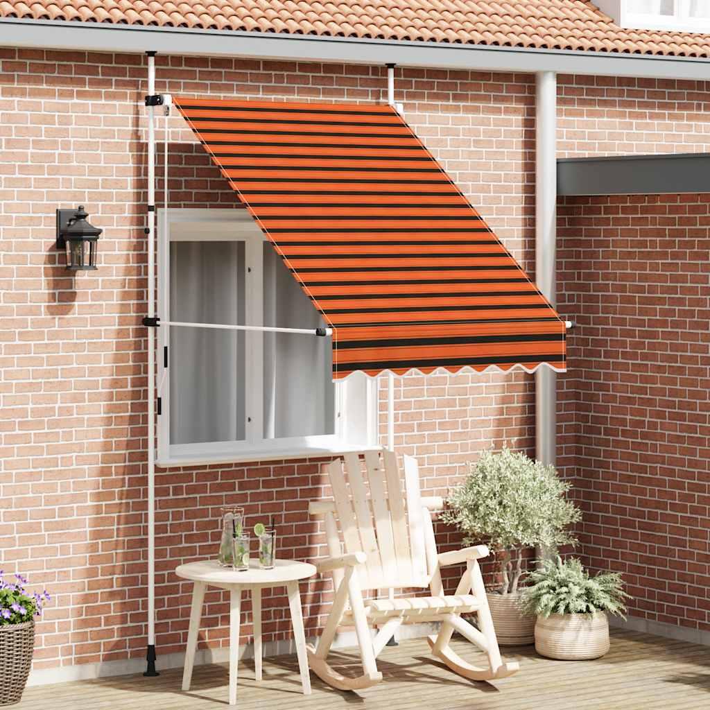 Toldo manual retráctil amarillo y blanco 300x250 cm