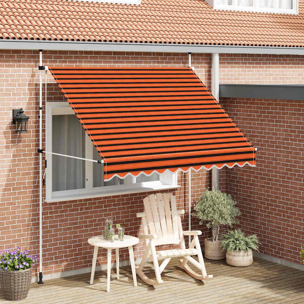 Toldo manual retráctil amarillo y blanco 300x250 cm