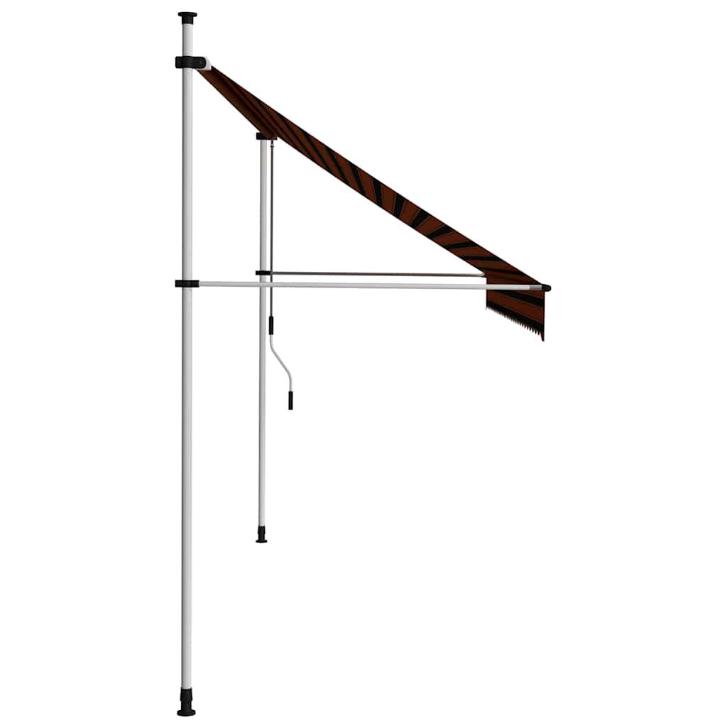 Toldo manual retráctil amarillo y blanco 300x250 cm