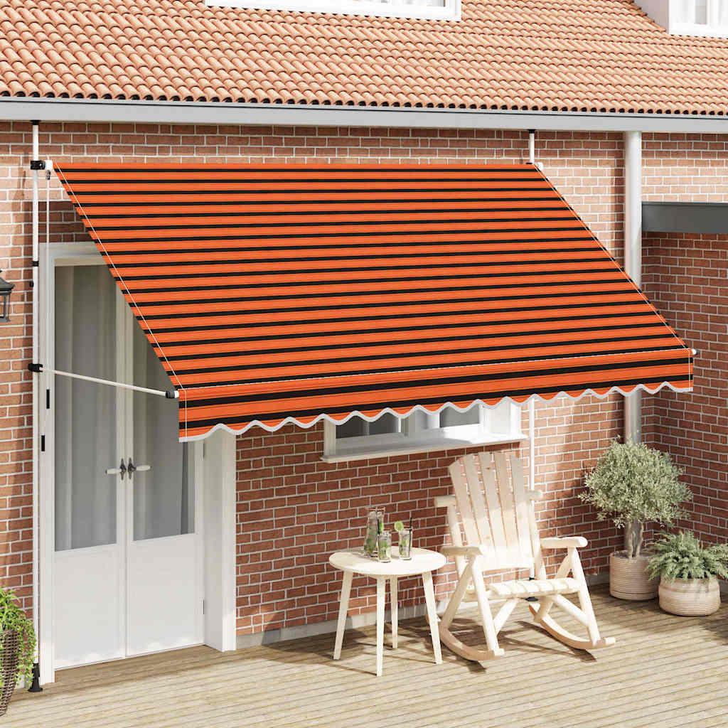 Toldo manual retráctil amarillo y blanco 300x250 cm
