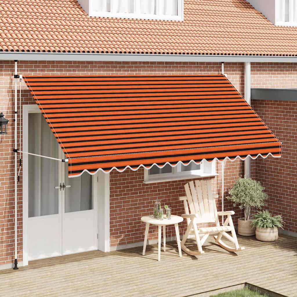 Toldo manual retráctil amarillo y blanco 300x250 cm