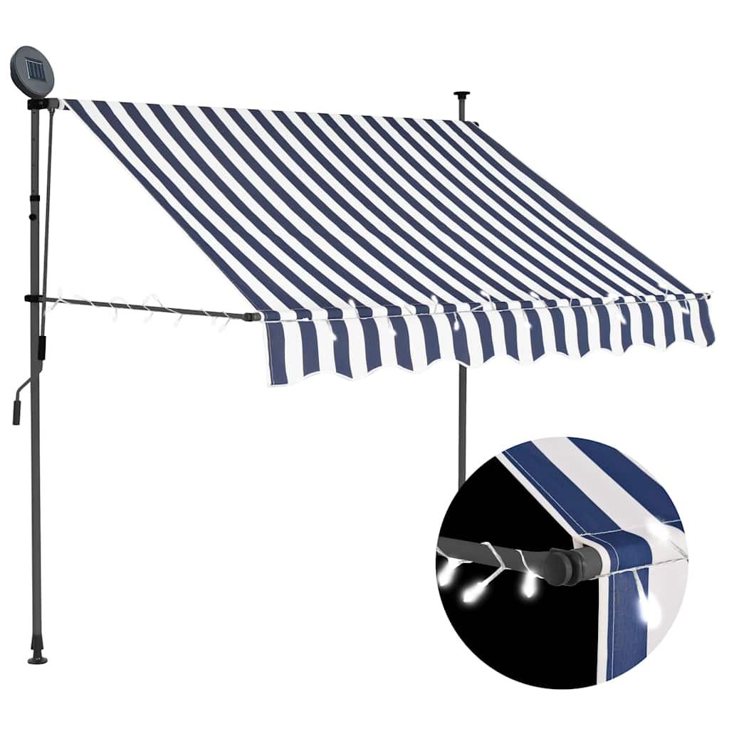 Toldo manual retráctil con LED amarillo y blanco 350x250 cm