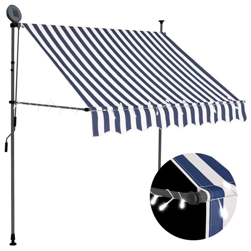 Toldo manual retráctil con LED amarillo y blanco 350x250 cm