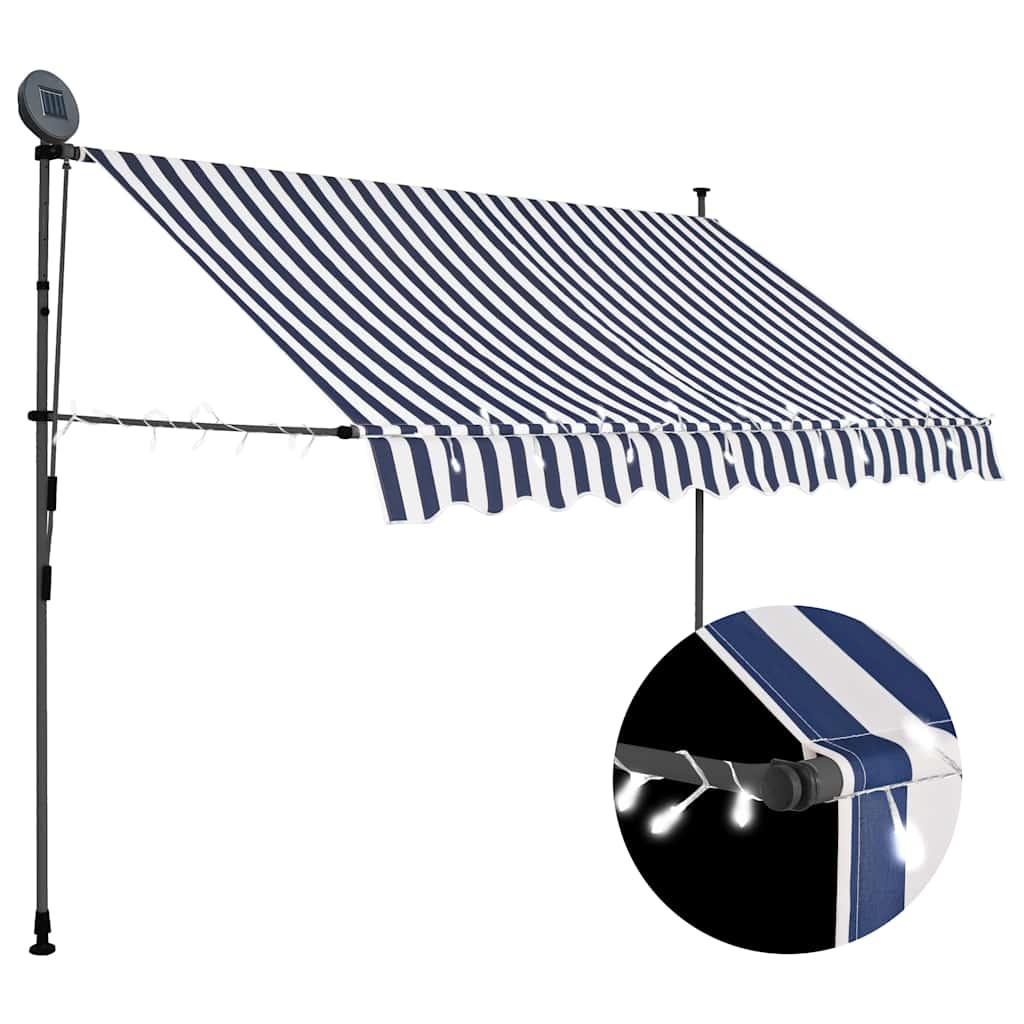 Toldo manual retráctil con LED amarillo y blanco 350x250 cm