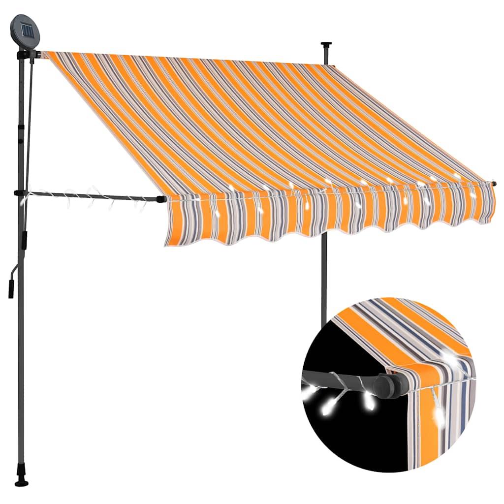Toldo manual retráctil con LED amarillo y blanco 350x250 cm