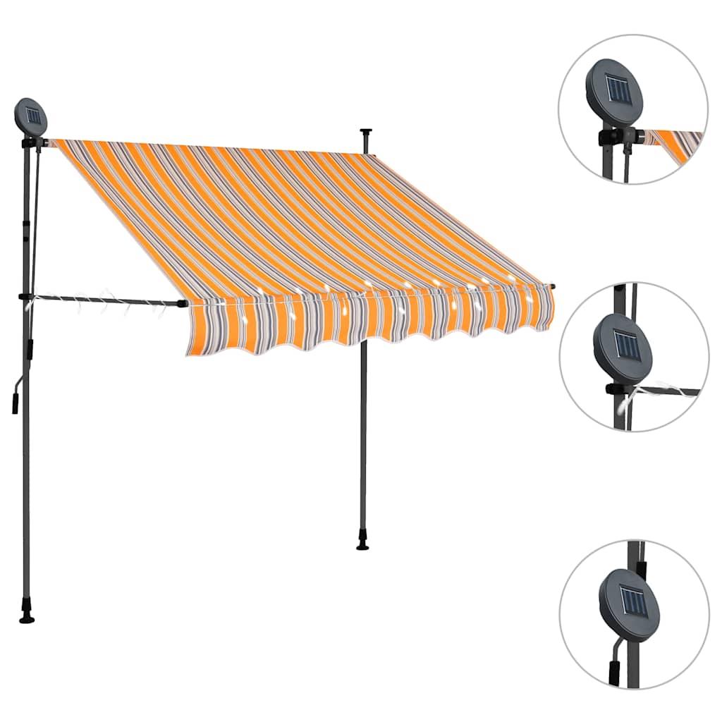 Toldo manual retráctil con LED amarillo y blanco 350x250 cm