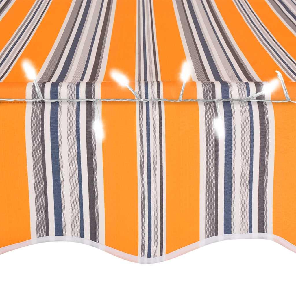 Toldo retráctil manual con LED amarillo y blanco 450x300 cm