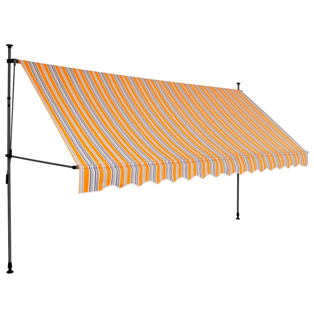 Toldo retráctil manual con LED amarillo y blanco 450x300 cm