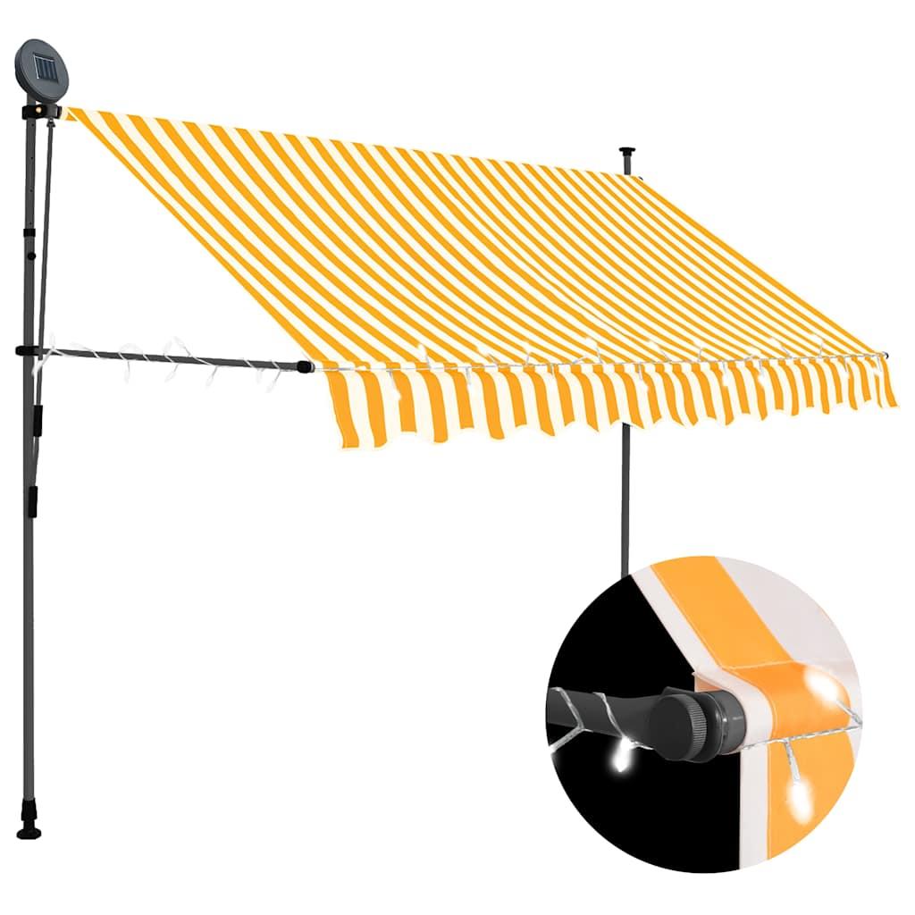 Toldo manual retráctil con LED amarillo y blanco 350x250 cm