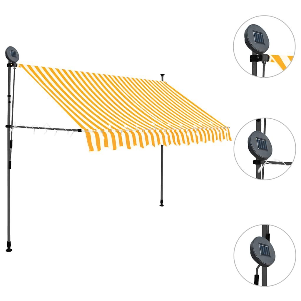 Toldo manual retráctil con LED amarillo y blanco 350x250 cm