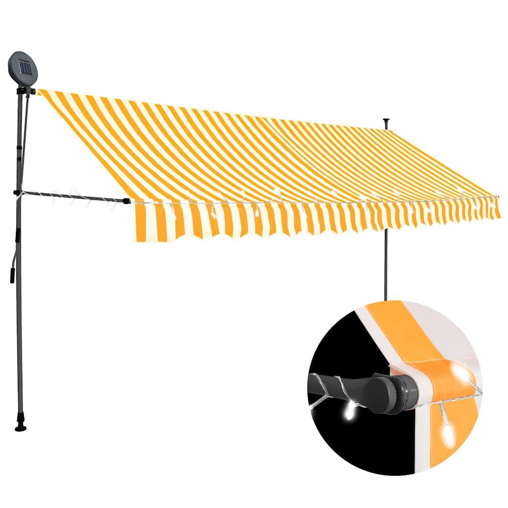 Toldo manual retráctil con LED amarillo y blanco 350x250 cm