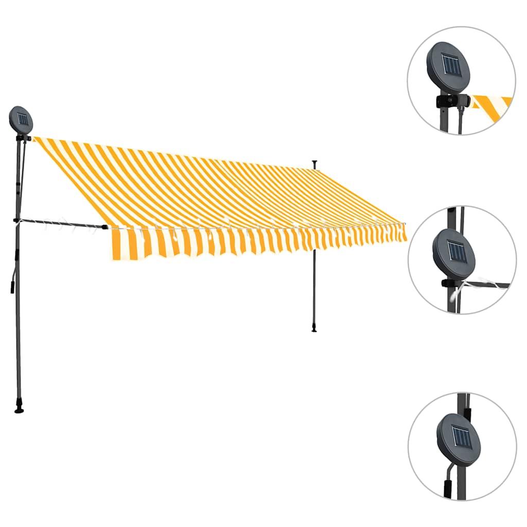 Toldo manual retráctil con LED amarillo y blanco 350x250 cm