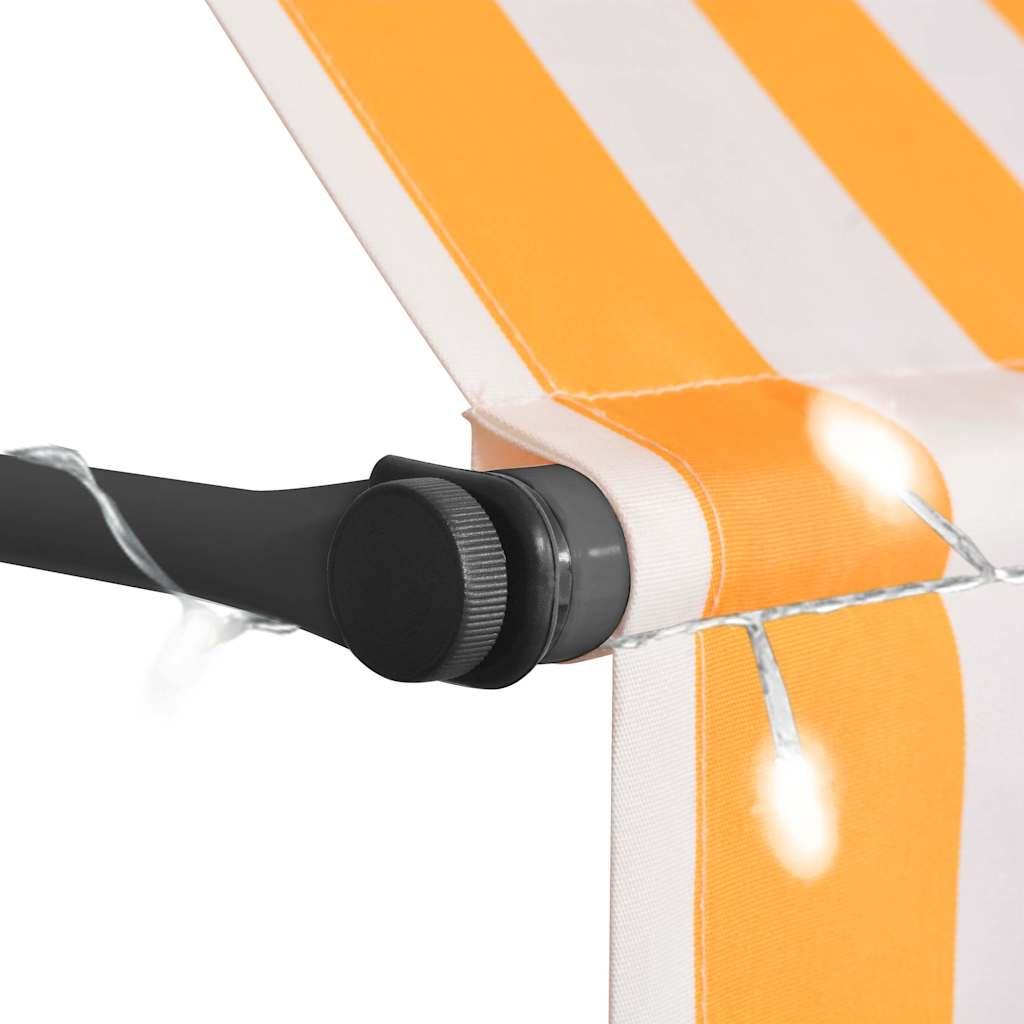Toldo manual retráctil con LED amarillo y blanco 350x250 cm