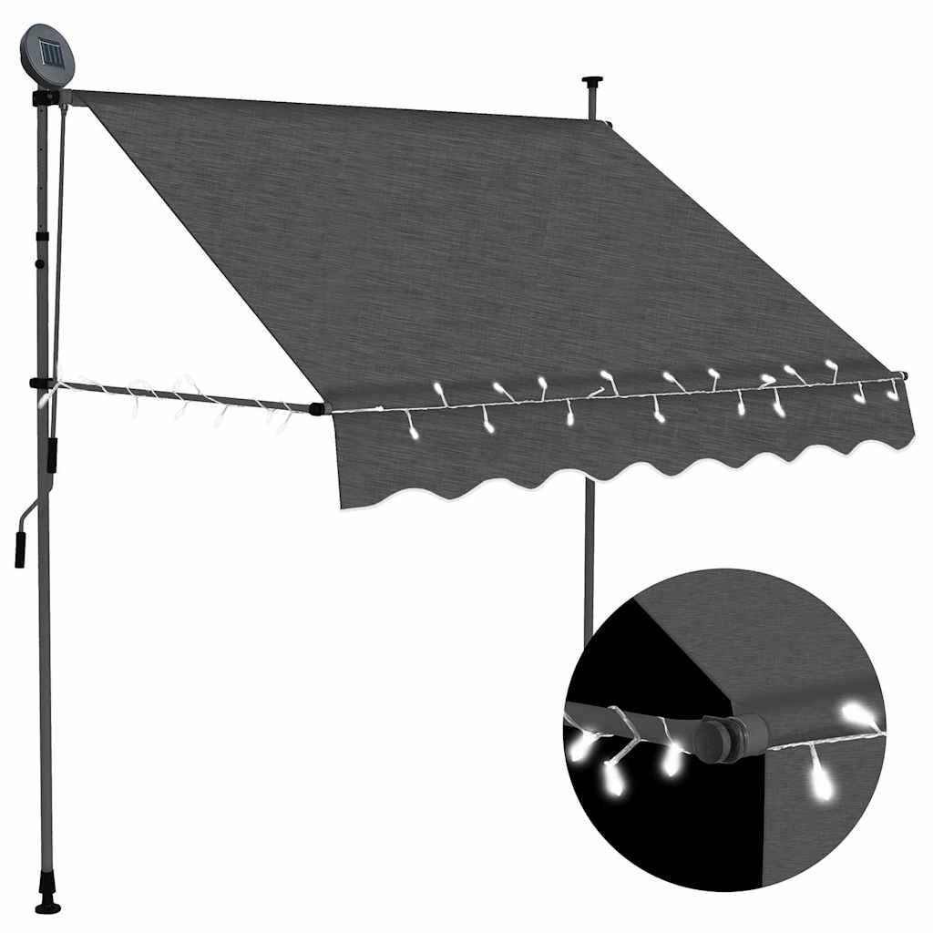 Toldo manual retráctil con LED amarillo y blanco 350x250 cm