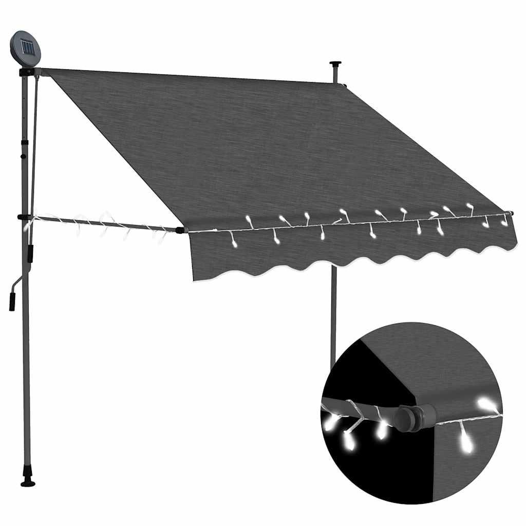 Toldo manual retráctil con LED amarillo y blanco 450x350 cm