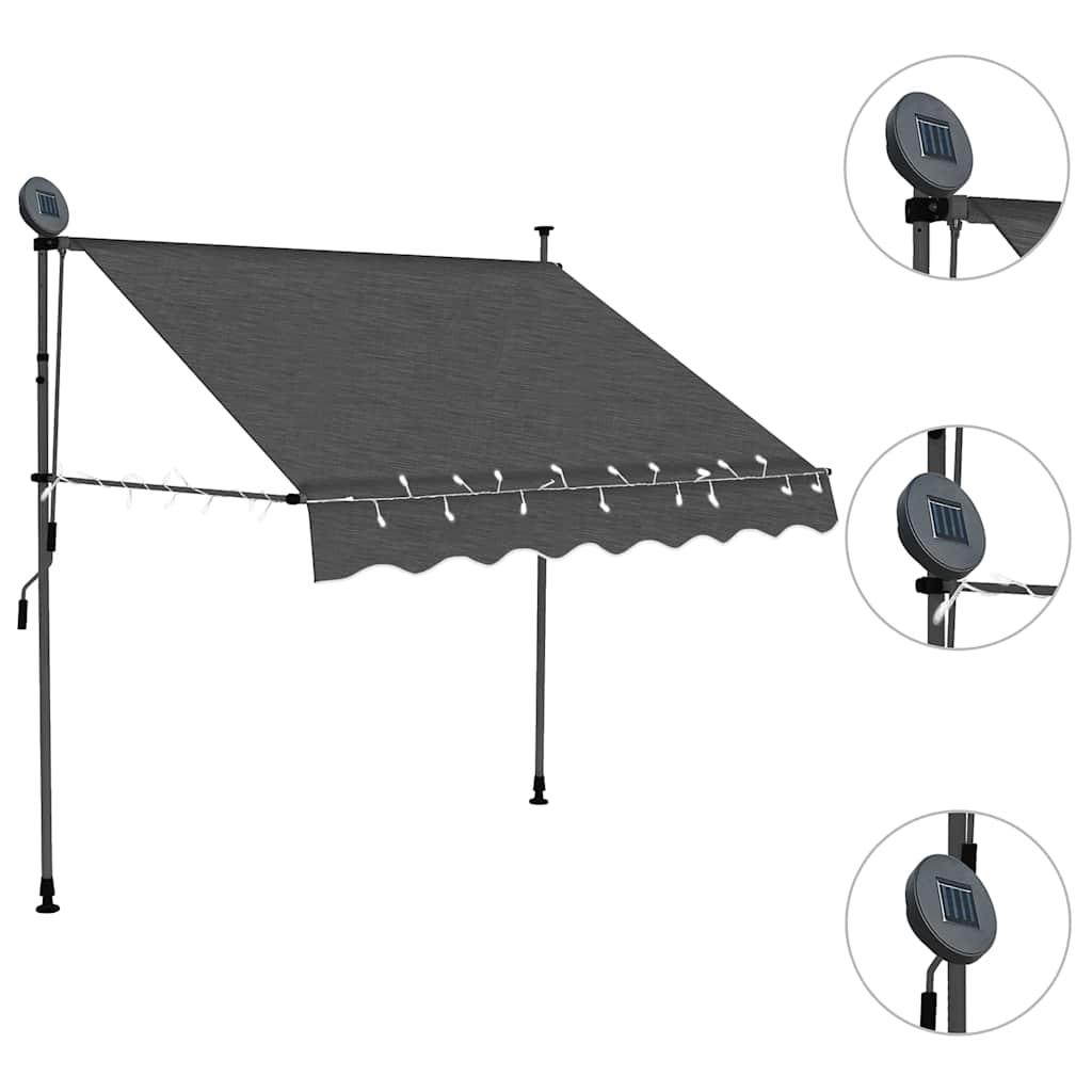 Toldo manual retráctil con LED amarillo y blanco 450x350 cm
