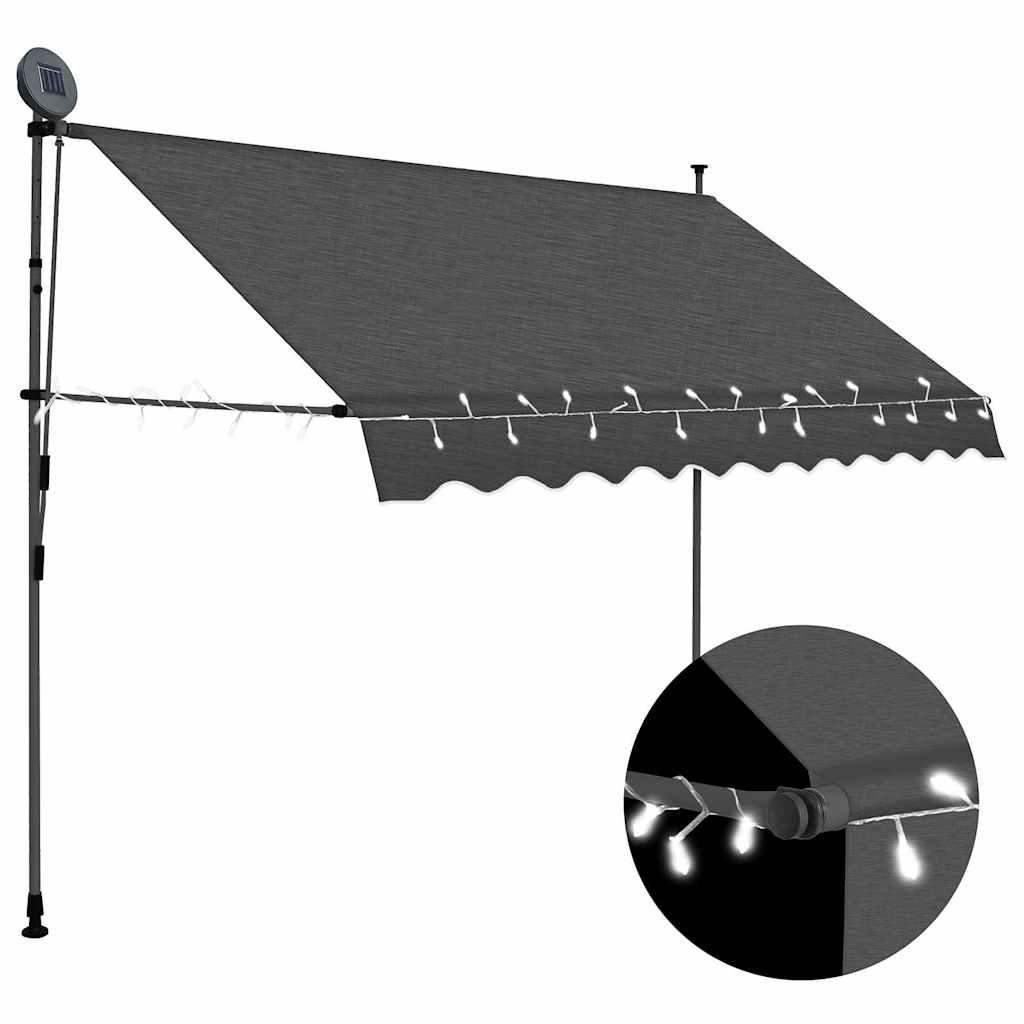 Toldo manual retráctil con LED amarillo y blanco 450x350 cm