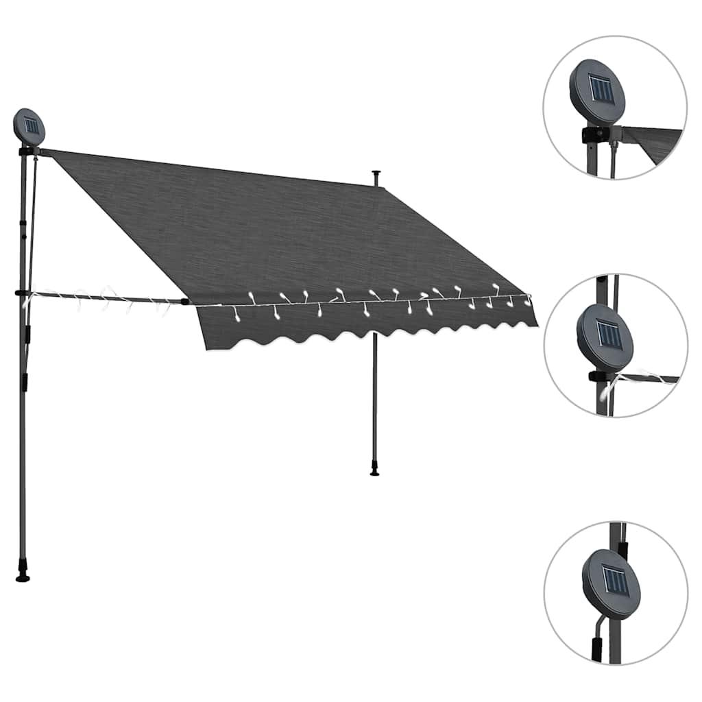Toldo manual retráctil con LED amarillo y blanco 450x350 cm
