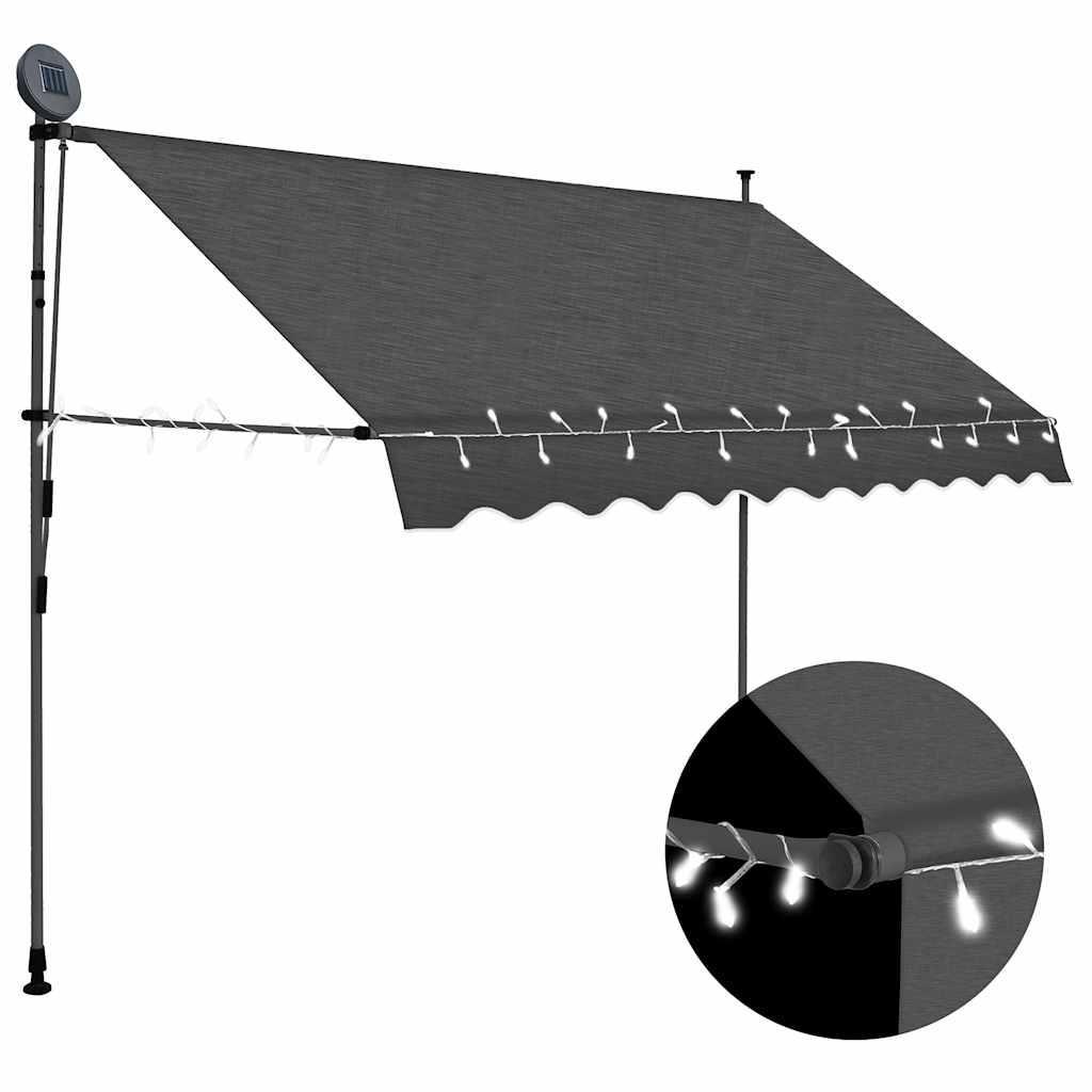 Toldo manual retráctil con LED amarillo y blanco 450x350 cm