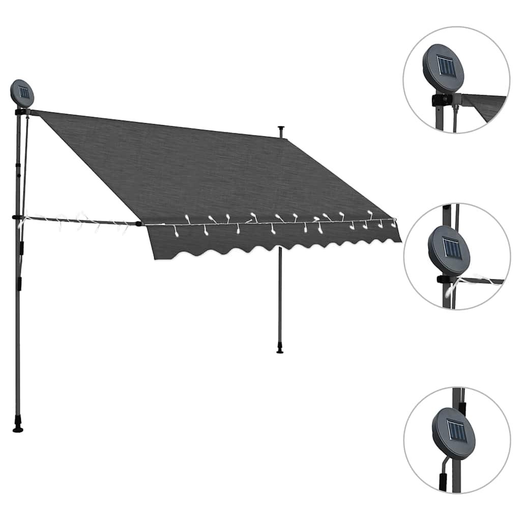 Toldo manual retráctil con LED amarillo y blanco 450x350 cm