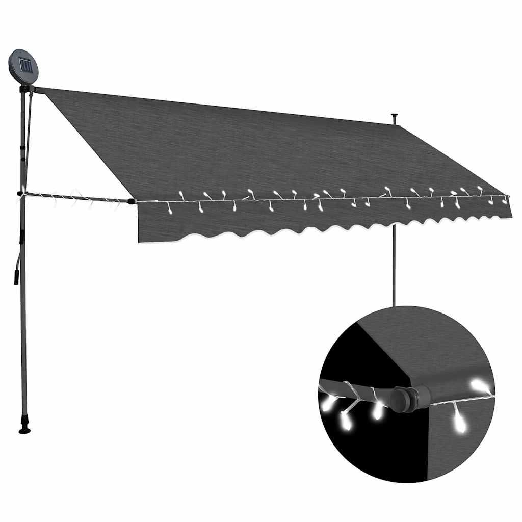 Toldo manual retráctil con LED amarillo y blanco 450x350 cm
