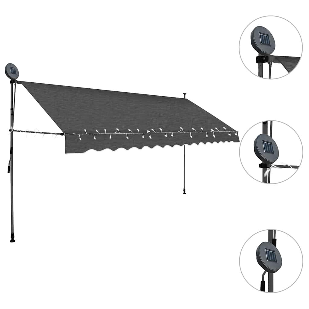 Toldo manual retráctil con LED amarillo y blanco 450x350 cm