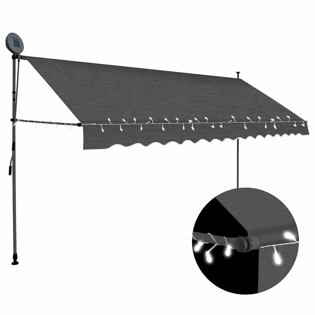 Toldo manual retráctil con LED amarillo y blanco 450x350 cm