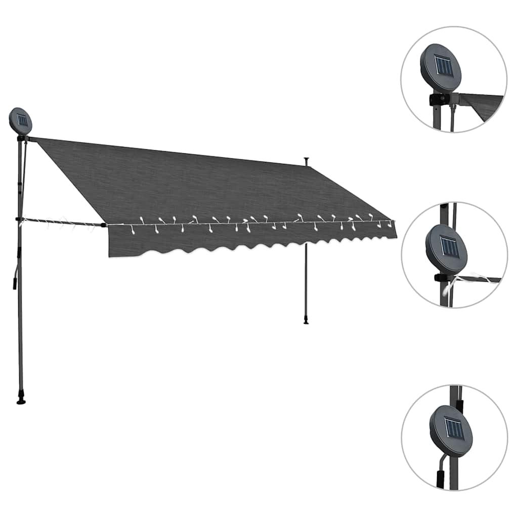 Toldo manual retráctil con LED amarillo y blanco 450x350 cm