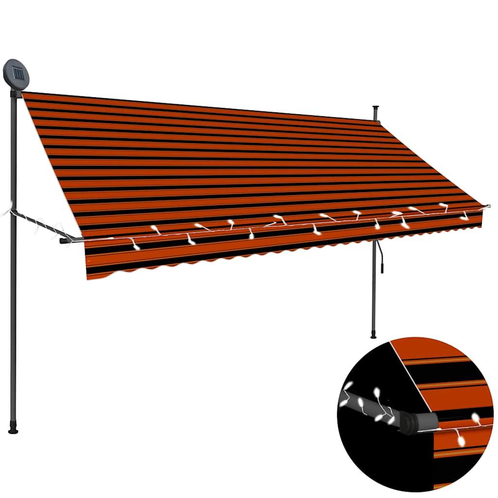 Toldo manual retráctil con LED amarillo y blanco 350x250 cm