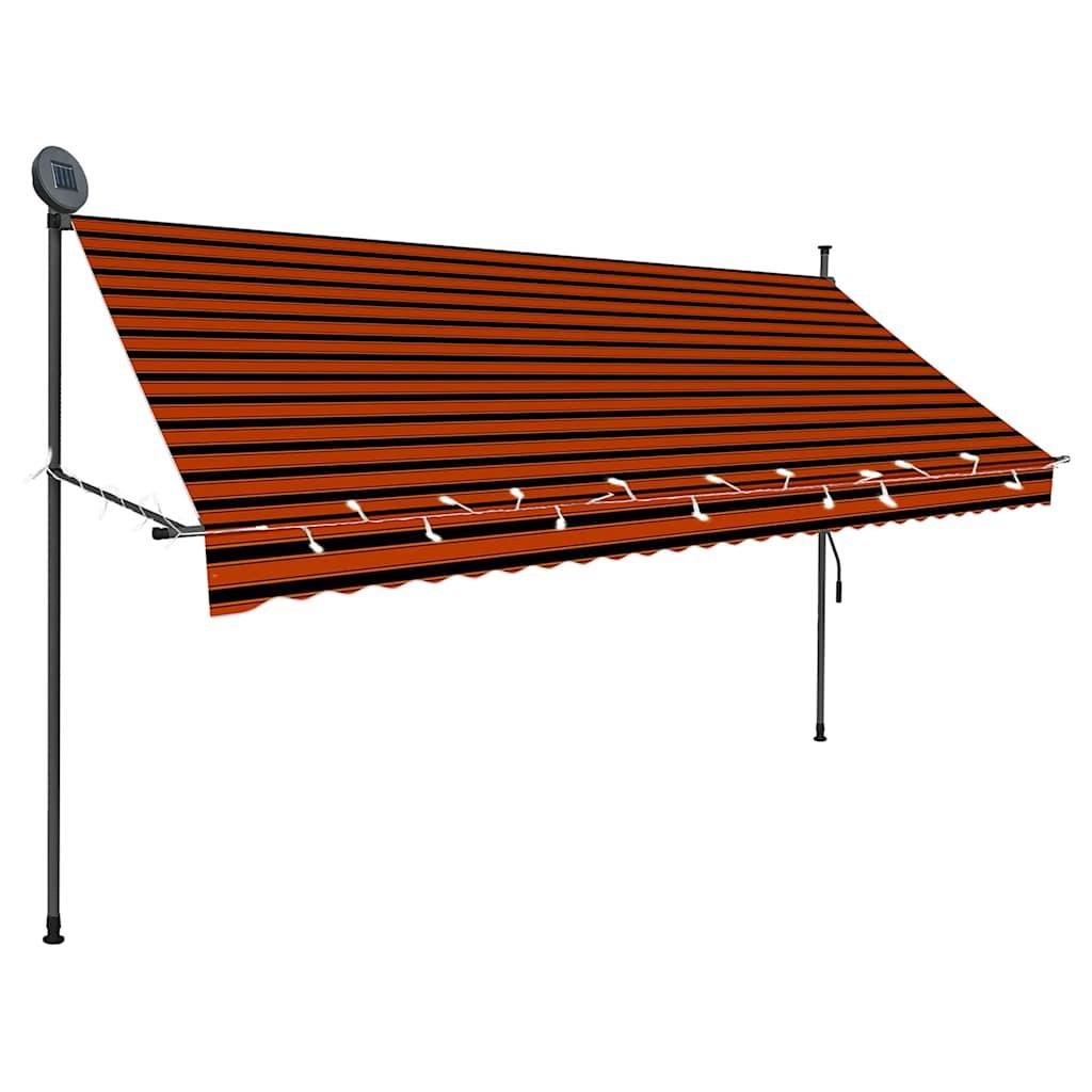 Toldo manual retráctil con LED amarillo y blanco 350x250 cm