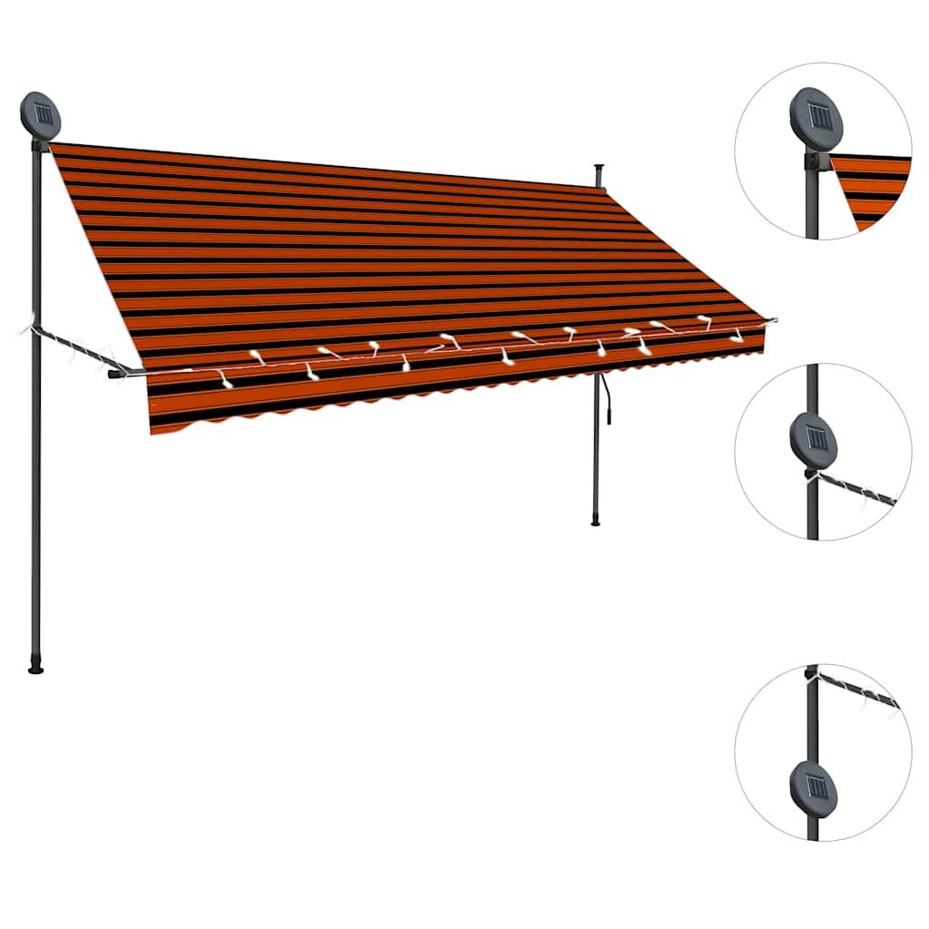Toldo manual retráctil con LED amarillo y blanco 350x250 cm