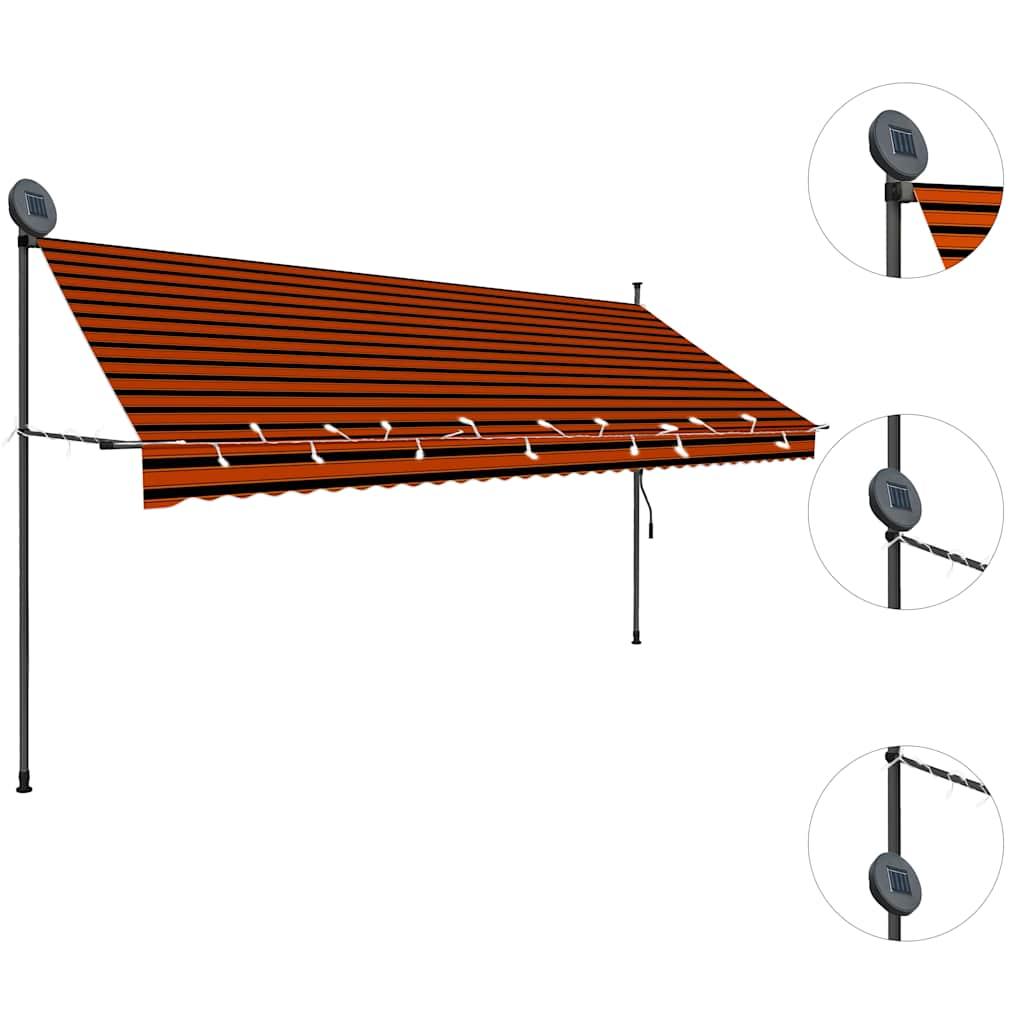 Toldo manual retráctil con LED
