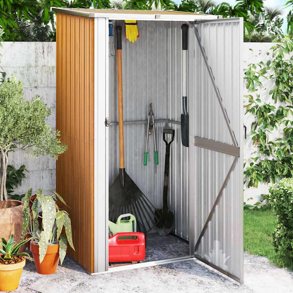 Caseta de jardín acero galvanizado marrón claro 191x130x198 cm