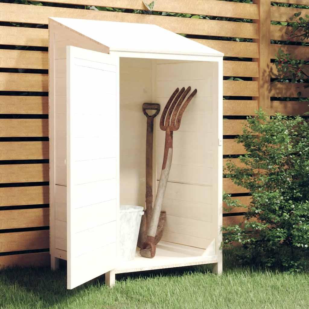 Cobertizo de jardín madera de abeto maciza blanco 102x52x112 cm