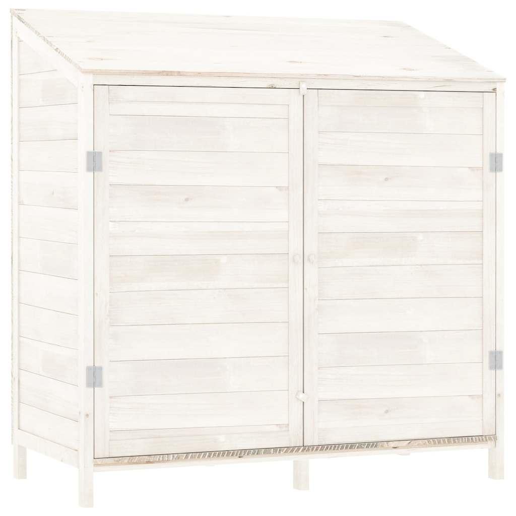 Cobertizo de jardín madera de abeto maciza blanco 102x52x112 cm