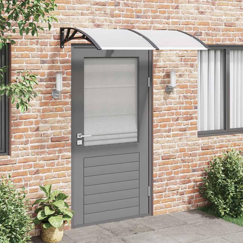Marquesina para puerta gris y transparente de policarbonato 80x75 cm