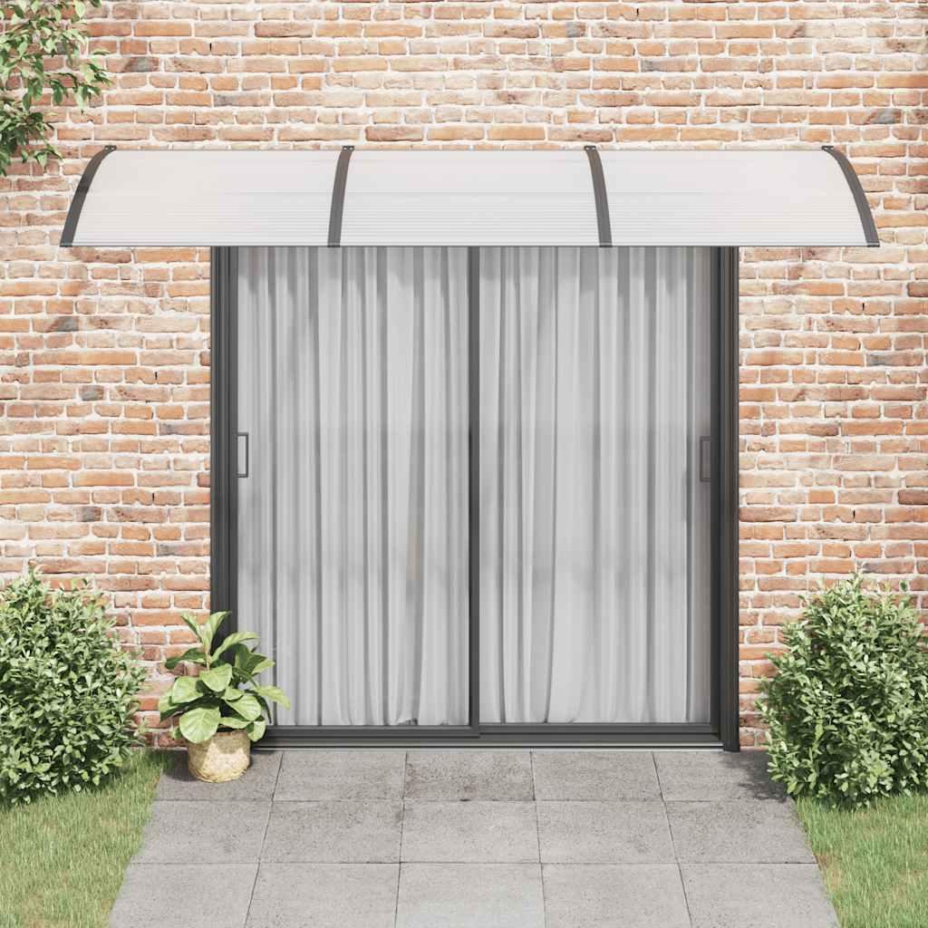 Marquesina para puerta gris y transparente de policarbonato 80x75 cm