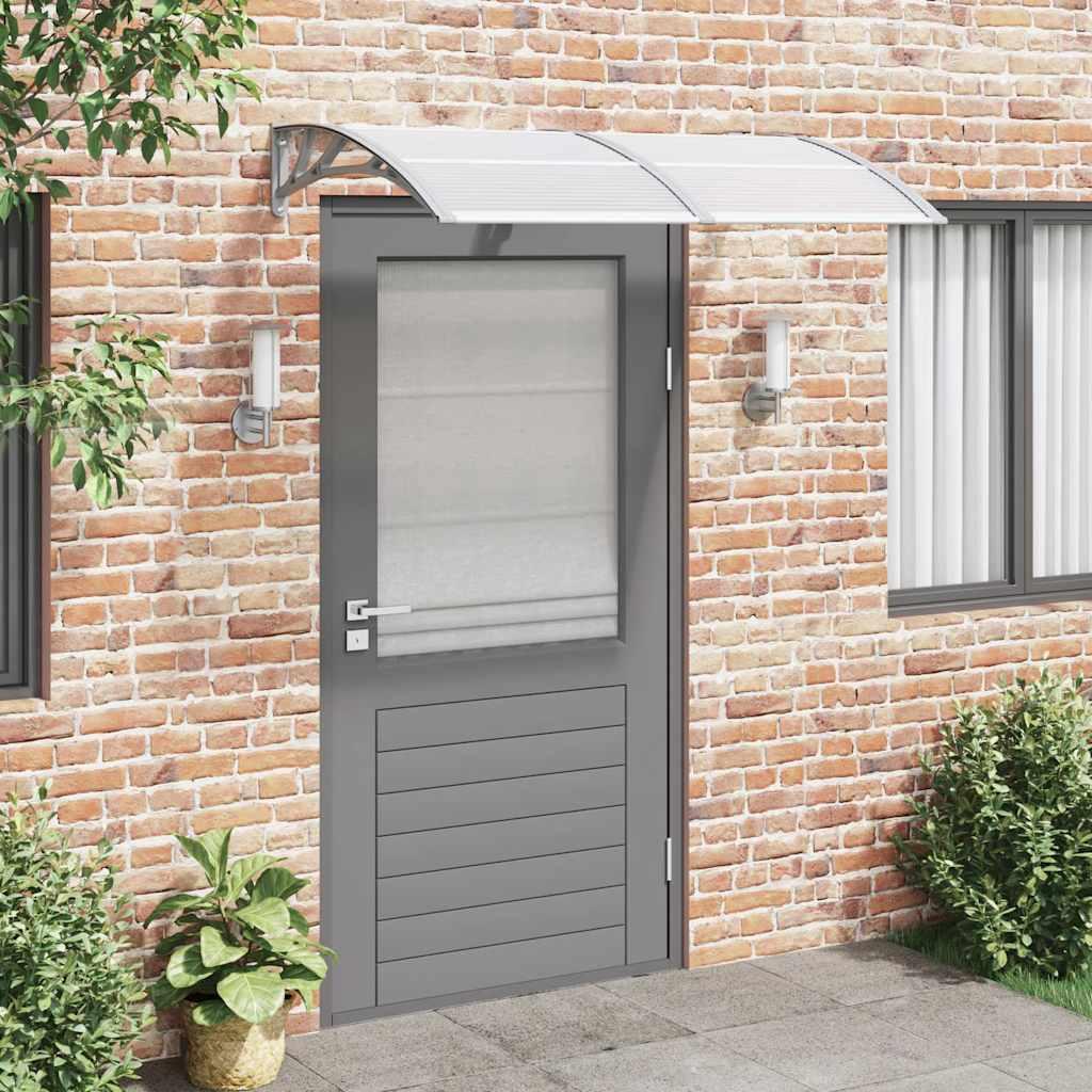 Marquesina para puerta gris y transparente de policarbonato 80x75 cm