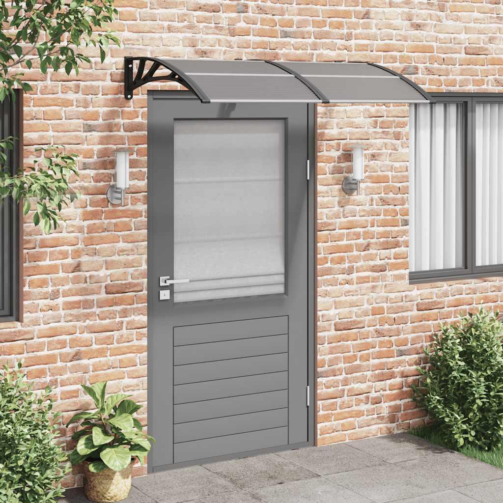 Marquesina para puerta gris y transparente de policarbonato 80x75 cm