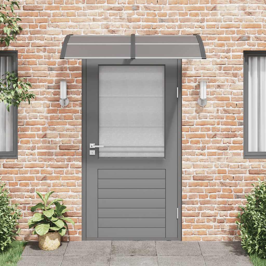 Marquesina para puerta gris y transparente de policarbonato 80x75 cm
