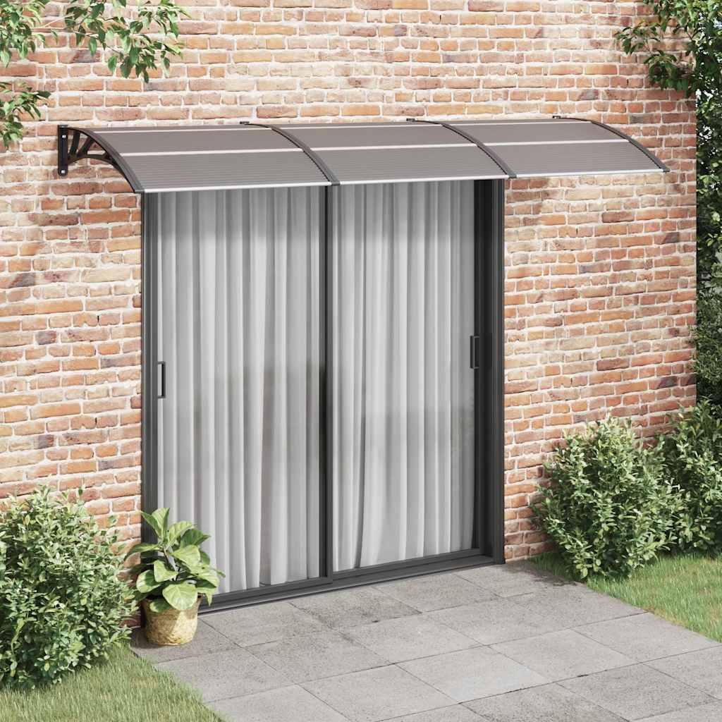 Marquesina para puerta gris y transparente de policarbonato 80x75 cm