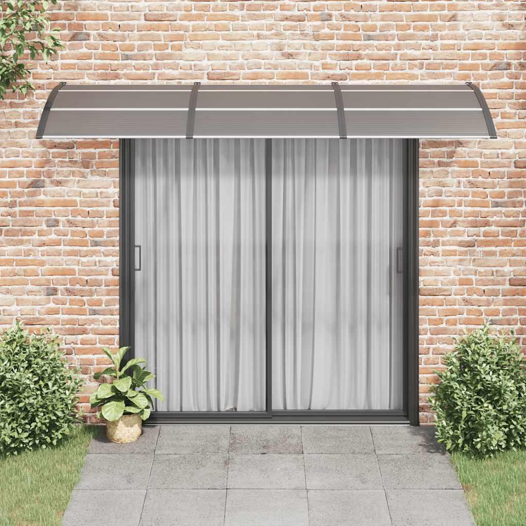 Marquesina para puerta gris y transparente de policarbonato 80x75 cm