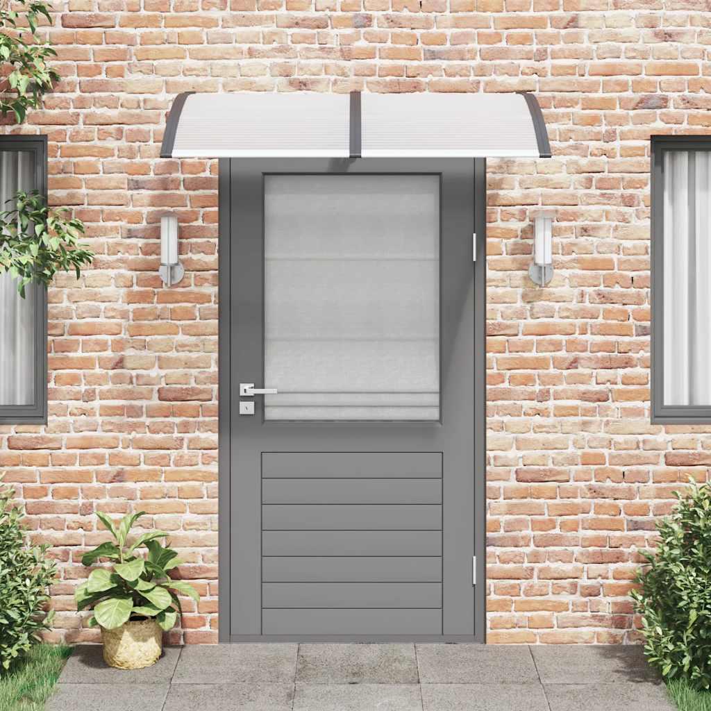 Marquesina para puerta gris y transparente de policarbonato 80x75 cm