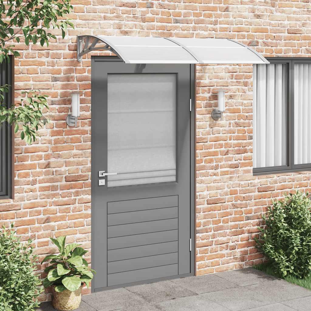 Marquesina para puerta gris y transparente de policarbonato 80x75 cm