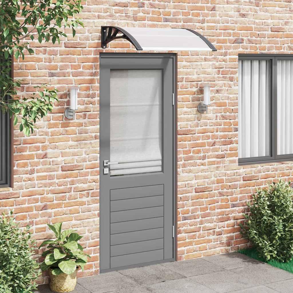 Marquesina para puerta gris y transparente de policarbonato 80x75 cm