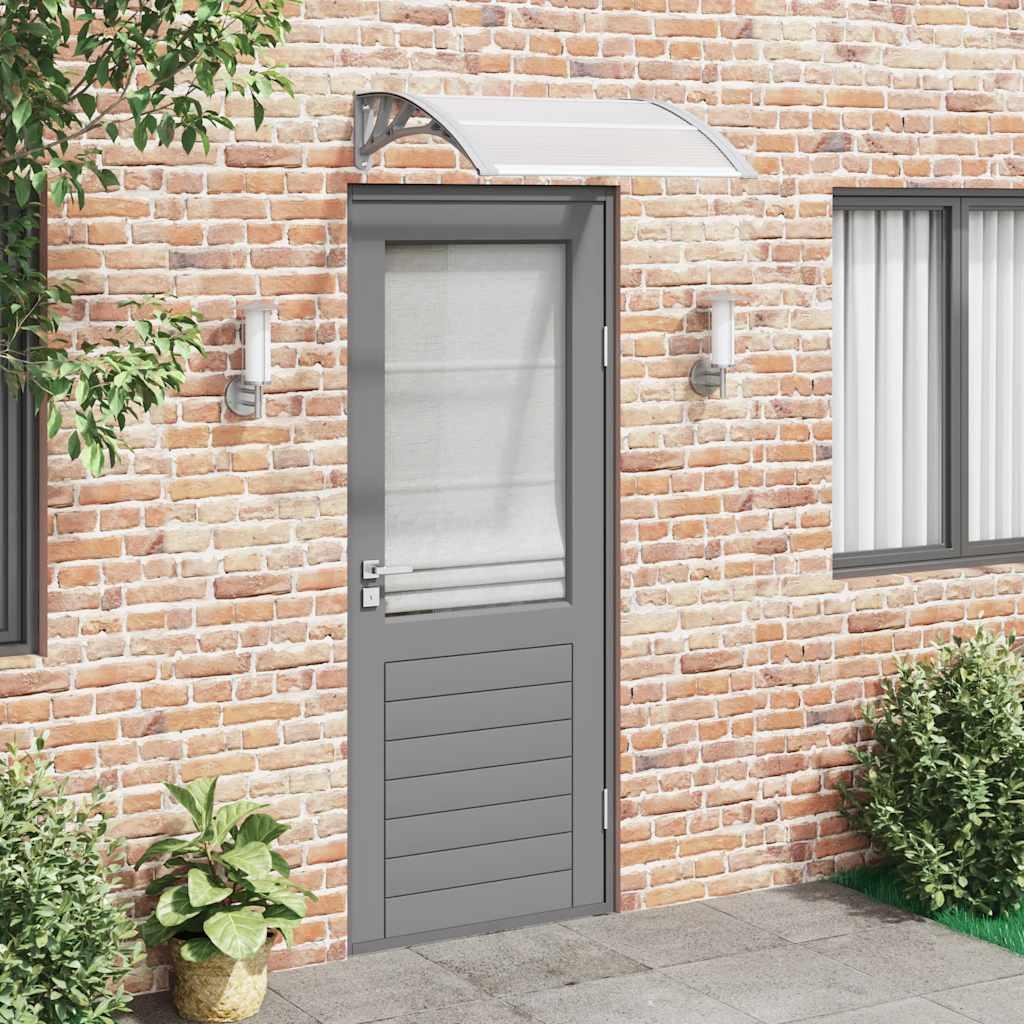 Marquesina para puerta gris y transparente de policarbonato 80x75 cm