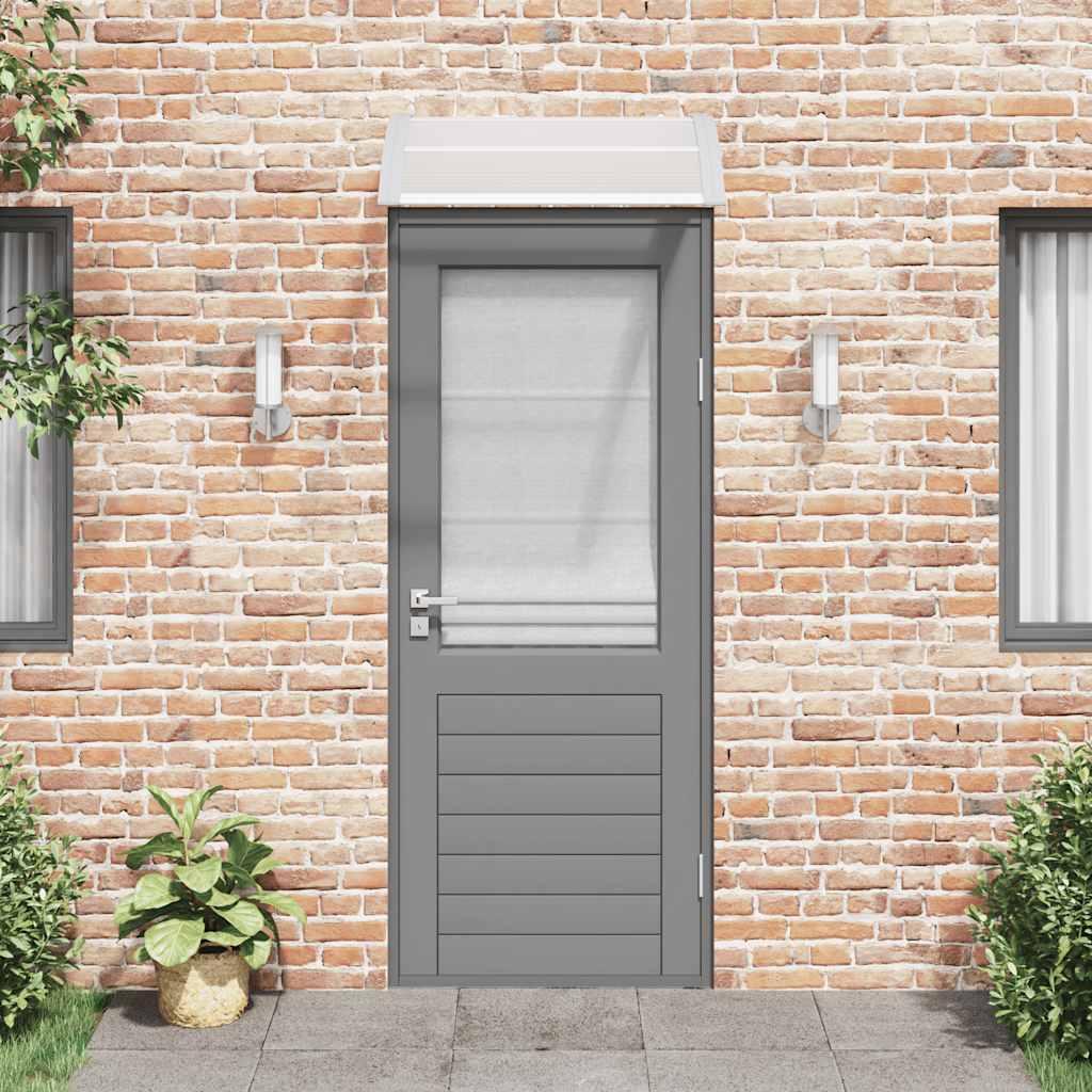 Marquesina para puerta gris y transparente de policarbonato 80x75 cm